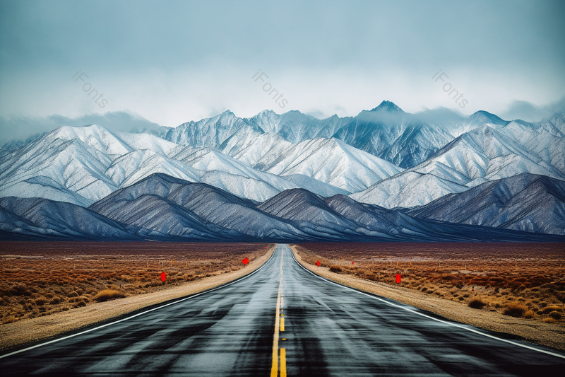 天空下雪山山区的道路实拍摄影图,高清,摄影图,摄影图片,图片大全,摄影图免费下载